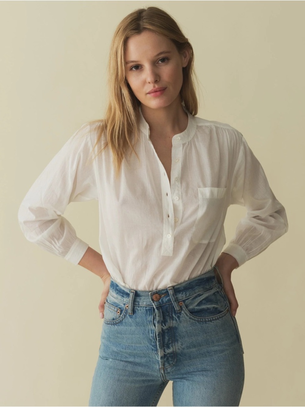 Doen Hasia Top in Salt Size Large White Long Sleeve Blouse NWT